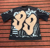 Street T Shirts Washed Old Oversize Hip Hop Skateboard Anime Print Short Sleeve